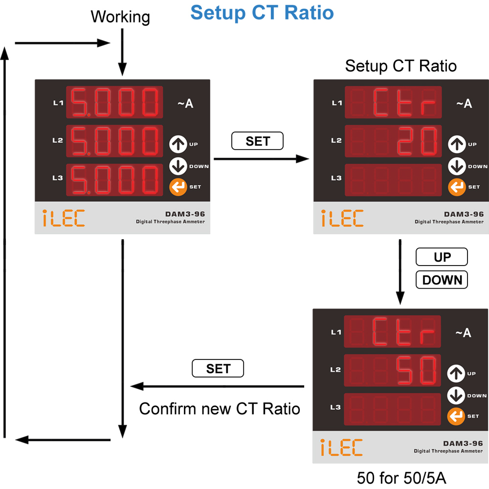 ILEC DVM3-96 Display selection