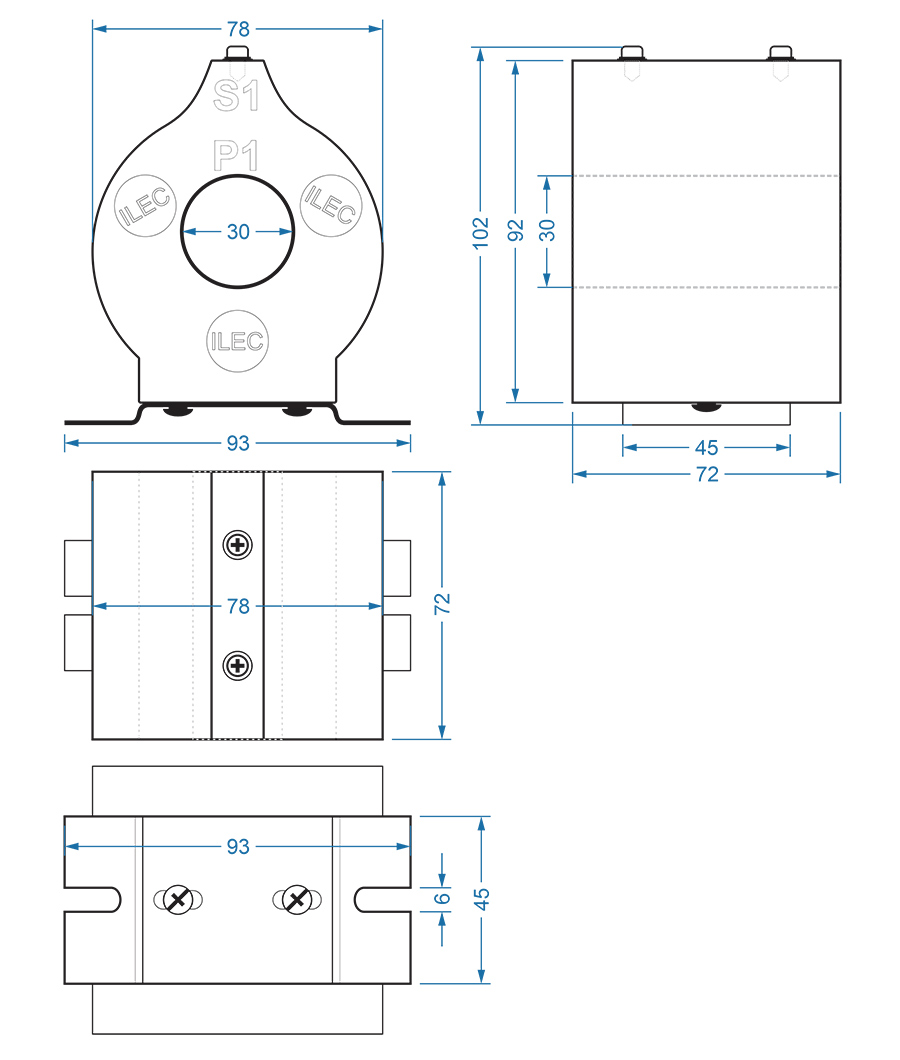 PCT-R30 drawing dimensions